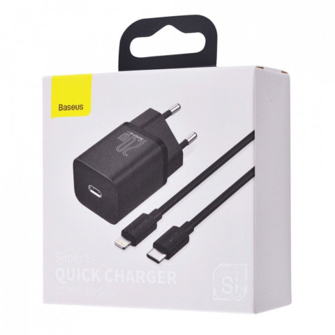 Мережевий зарядний пристрій Baseus 20W Type-C + Cable 1 m (black) Мережевий зарядний пристрій Baseus 20W Type-C + Cable 1 m (black)